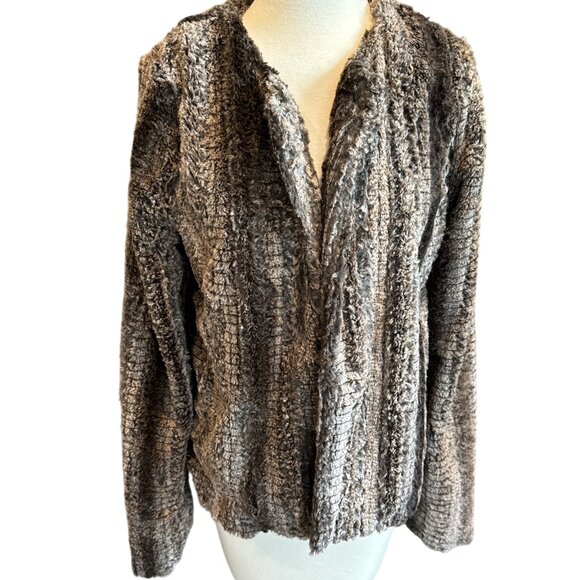 New Mystree Brown Faux Rabbit Fur Jacket - Picture 2 of 14